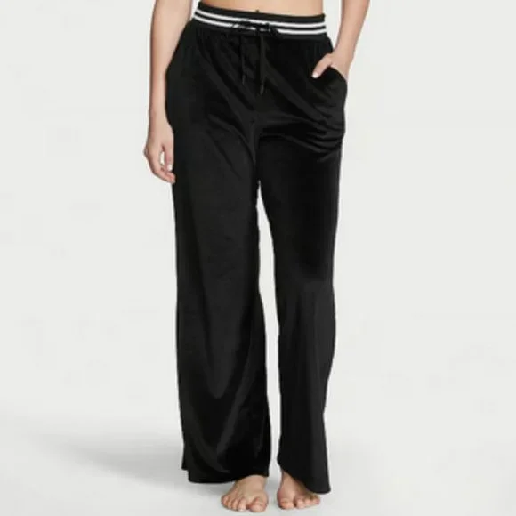 VICTORIA'S SECRET Black/White Velour Velvet Ribbed Bomber Jacket SZ XL**NEW! - Picture 6 of 7